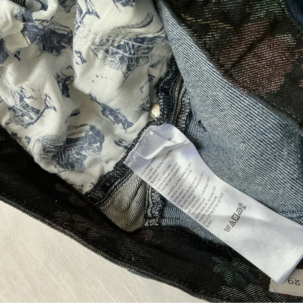 Pilcro Anthro High Rise Skinny Jeans Floral Contrast Sz 29 *Raw hem